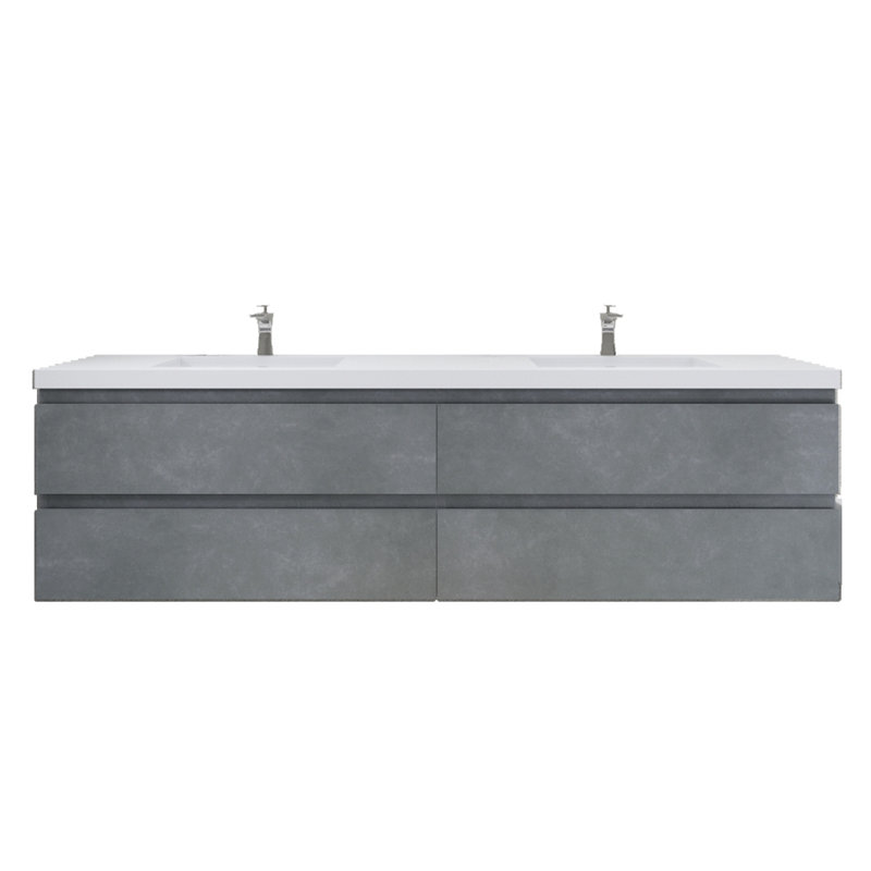 Amahia Double Bathroom Vanity with Acrylic Top, Cement Gray