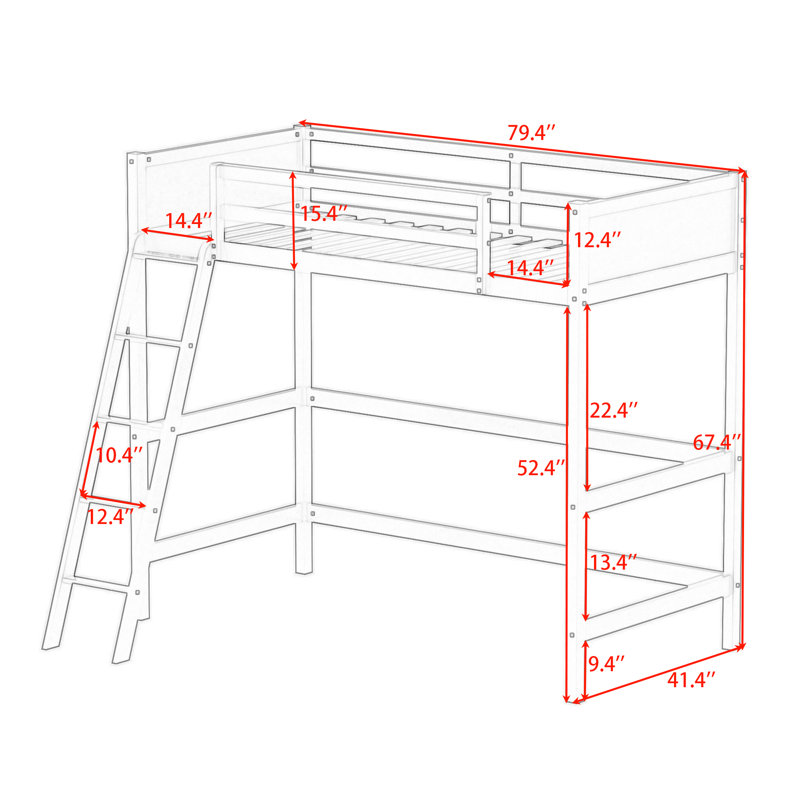 Kids Twin Loft Bed, Espresso