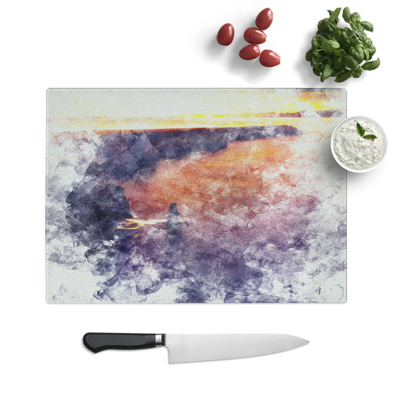 Tempered Glass Sunset Chopping Board, 20 cm x 28.5 cm