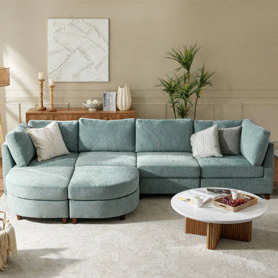 Johannes 6-Seater Chenille Corner Sofa with Under-Seat Storage
