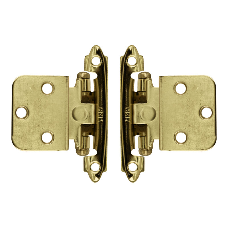 Brixwell BX69196 Charnières encastrées à fixation frontale pour armoires de cuisine et de quincaillerie 3/8 po Laiton poli