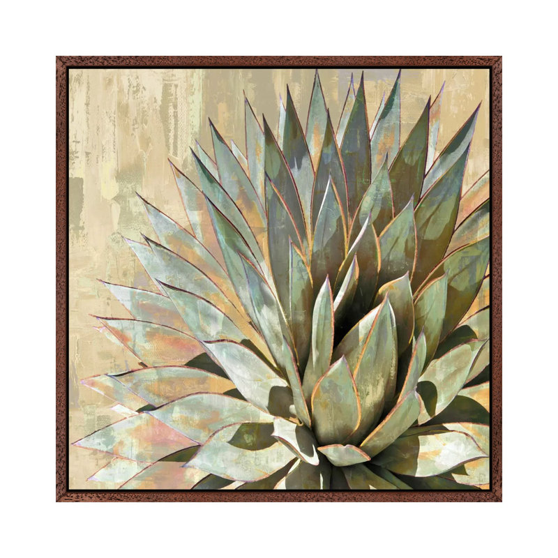 Succulent I 1 Piece Painting on Canvas, 66.04 cm H x 66.04 cm W, Classic Brown Wood Framed Canvas