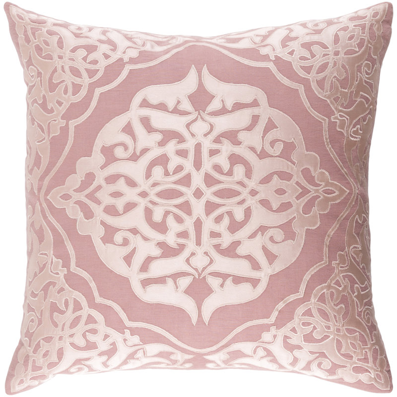 Housse de coussin Adelia, 22 po x 22 po, Rose / rosé, Mélange de duvet