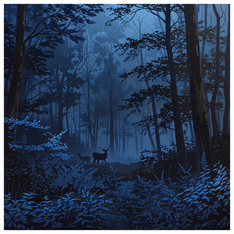 Rideaux de fenêtre Deer In Dense Forest, 50 po x 92 po - 1 panneau, Transparent