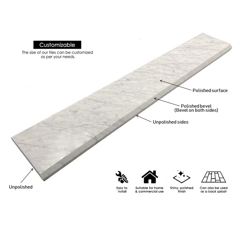 5" x 30" Carrara Marble Threshold Floor Use Tile