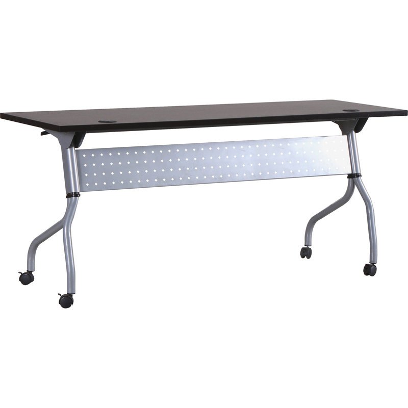 Cherry Wood Flip Top Training Table with Black Metal Base