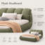 Lit plateforme tapissier moderne en polyester avec pieds en bois massif-2541876-2541879
