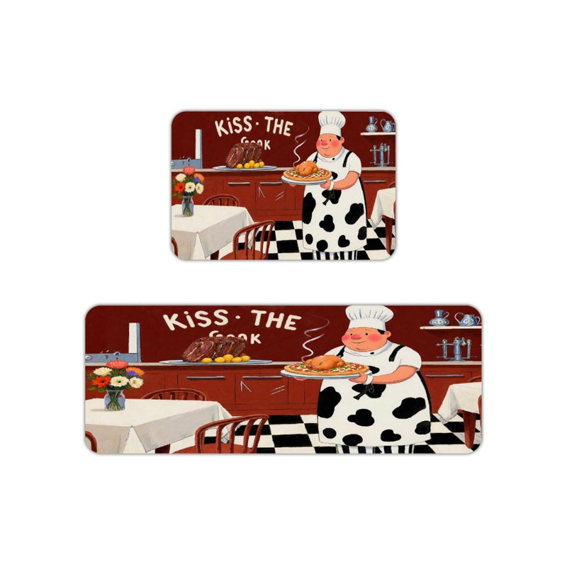 Ensemble de 2 tapis de cuisine Kiss The Cook Chef