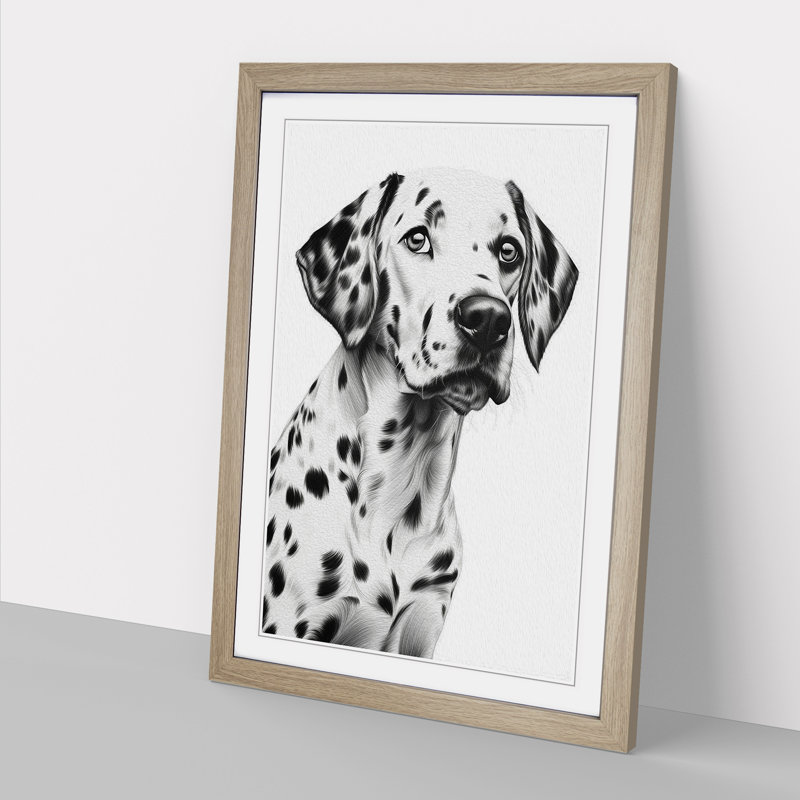 Dalmation Line - Single Picture Frame Print on Wood, Oak, 46cm H x 34cm W x 2cm D