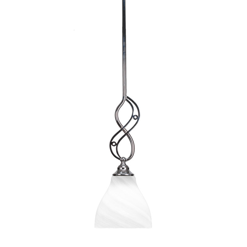 Mini-luminaire suspendu à tige Jazz illustré en finition chromée avec verre de 6,25 po, Coloré