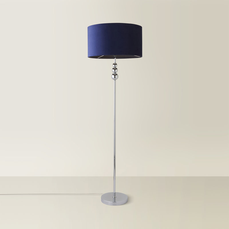 Randalia 145cm Traditional Floor Lamp, Navy Blue, Chrome