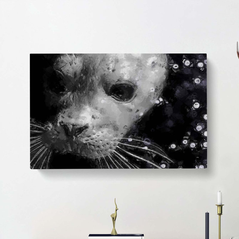 Seal Portrait In Abstract - Wrapped Canvas, 35cm H x 50cm W x 3cm D