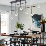 Anusca 7 - Glass Modern Orb Linear Chandelier