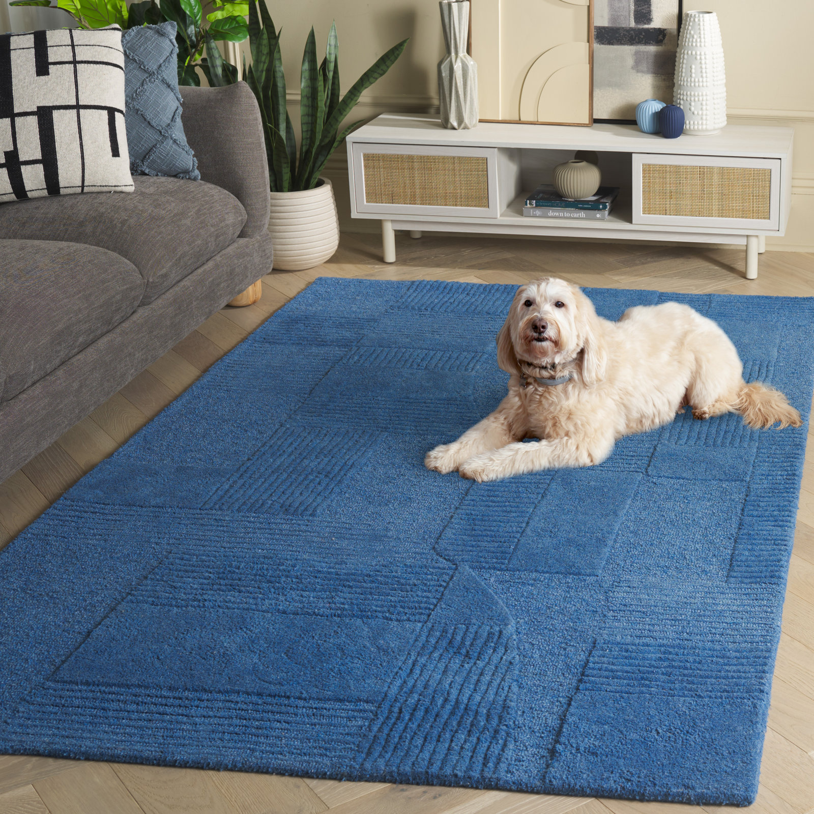Ivanenko Hand-Tufted Geometric Rug, Rectangle 5' x 8'