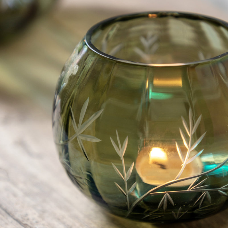 Glass Tabletop Tealight Holder, 12" H x 14" W x 14" D