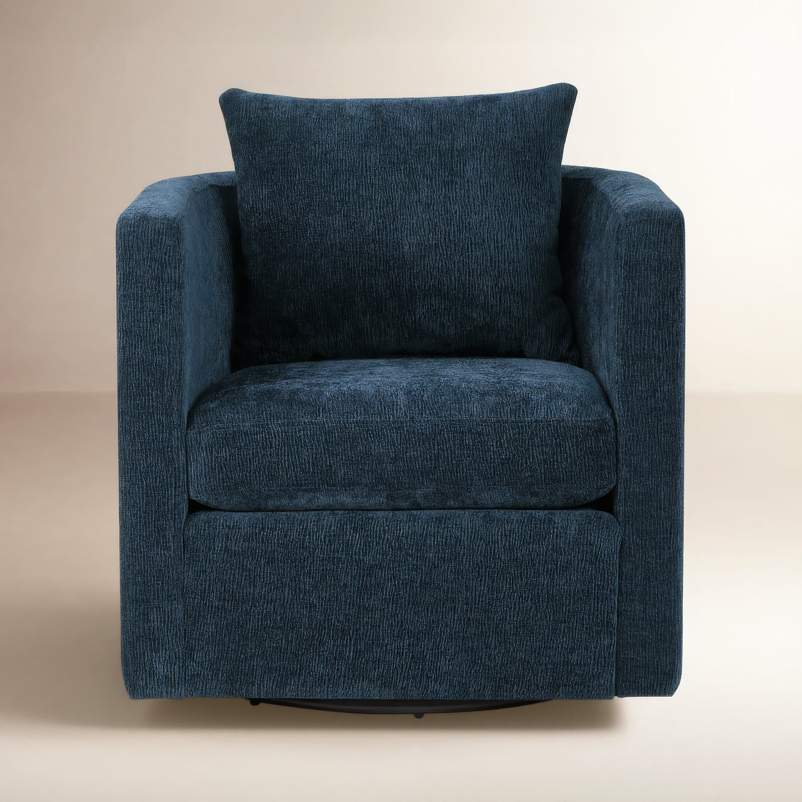 Fran Swivel Barrel Chair, Blue Polyester