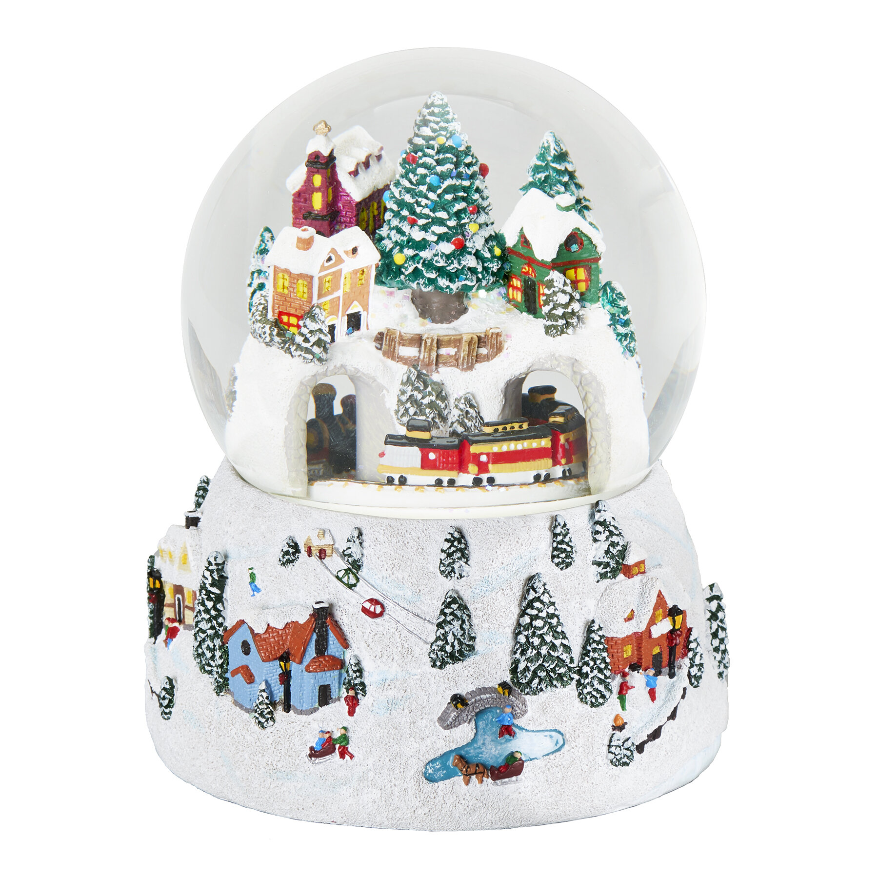 The Holiday Aisle® Musical Village Glitter Dome with Rotating Train ...