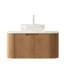 Meuble-lavabo moderne de 30 po avec lavabo rond en verre transparent, dessus en pierre frittée à motif, armoire flottante de style naturel, glissières à fermeture en douceur pour un fonctionnement silencieux, pré-assemblé-129957052