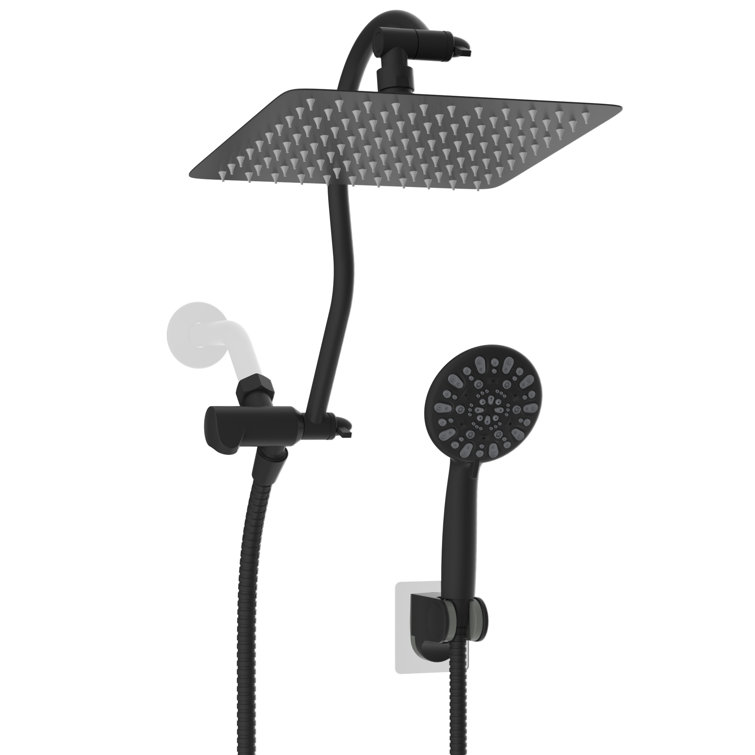 All Metal High Pressure Dual Shower Head, Rainfall Shower head with 7-spray Hand Shower Combo