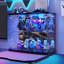 2-Tier Mini Display Cabinet with LED Lights, Charging Station-1687495533
