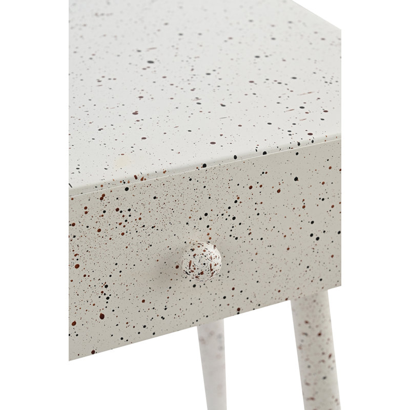 Table de chevet 1 tiroir Rylan, Motif de terrazzo blanc