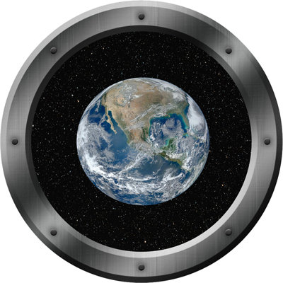 Décalcomanie murale encadrée planète terre hublot Sterrett