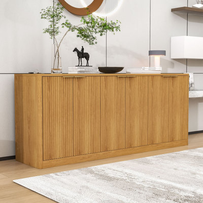 Modern Wavy Sideboard with 6-Door Storage Cabinet and Curved Contour Design for Living Room