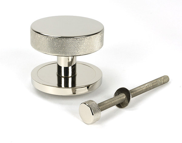 Satin Brass Brompton Centre Door Knob (Plain), Polished Nickel