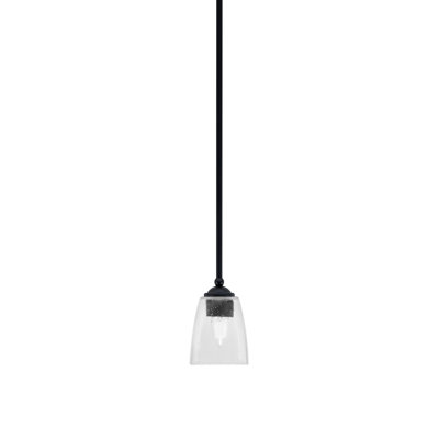Zilo Stem Hung Mini Pendant Shown In Dark Granite Finish With 4.5" Glass