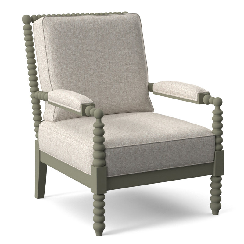 Lind Island 29" Wide Lounge Chair, Sunbrella Beige Pinstripe; 6205-74, Greystone Finish