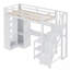 Lit mezzanine en métal avec bureau, ports USB, tablette à 5 couches, garde-robe et escalier