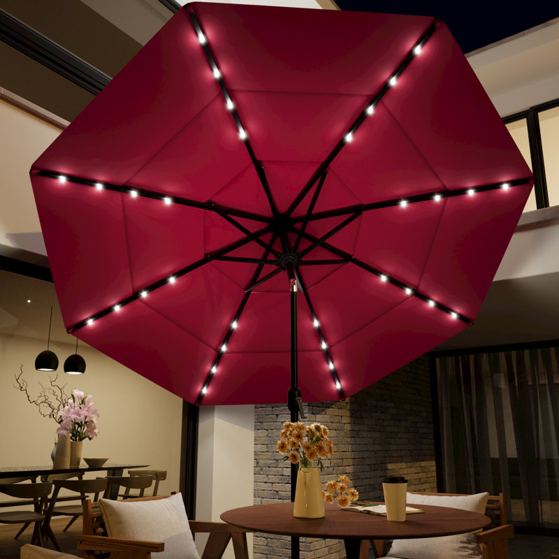 Parasol de marché 11 pi, Rouge, H 96,5 po x l 132 po x P 132 po
