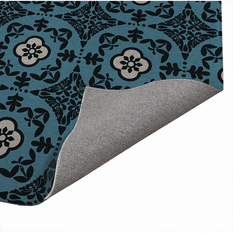 Tapis de porte décoratif ultra-mince Sully, L 36 po x L 60 po, Bleu