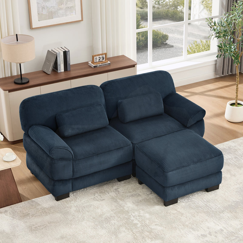 Canapé modulaire en L, canapé 2 places avec repose-pieds, coussins de siège épais et confortables pour le salon