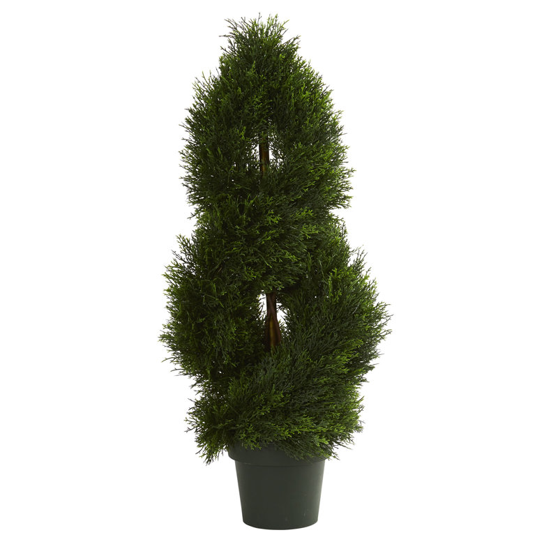 Arbre topiaire artificiel à double étang en cyprès résistant aux rayons UV (intérieur / extérieur)