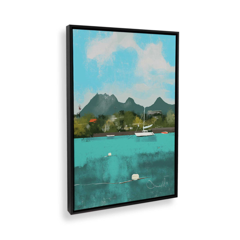 «Tropical View» par Dan Hobday, reproduction d'art, H 24 po x l 18 po, Impression encadrée sans passe-partout, Noir