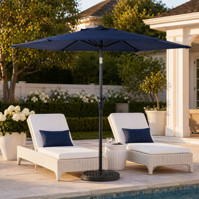 7.5 FT Patio Umbrella with Crank & Tilt, Blue, 6-Rib, Waterproof Polyester, Not Include Umbrella Base
