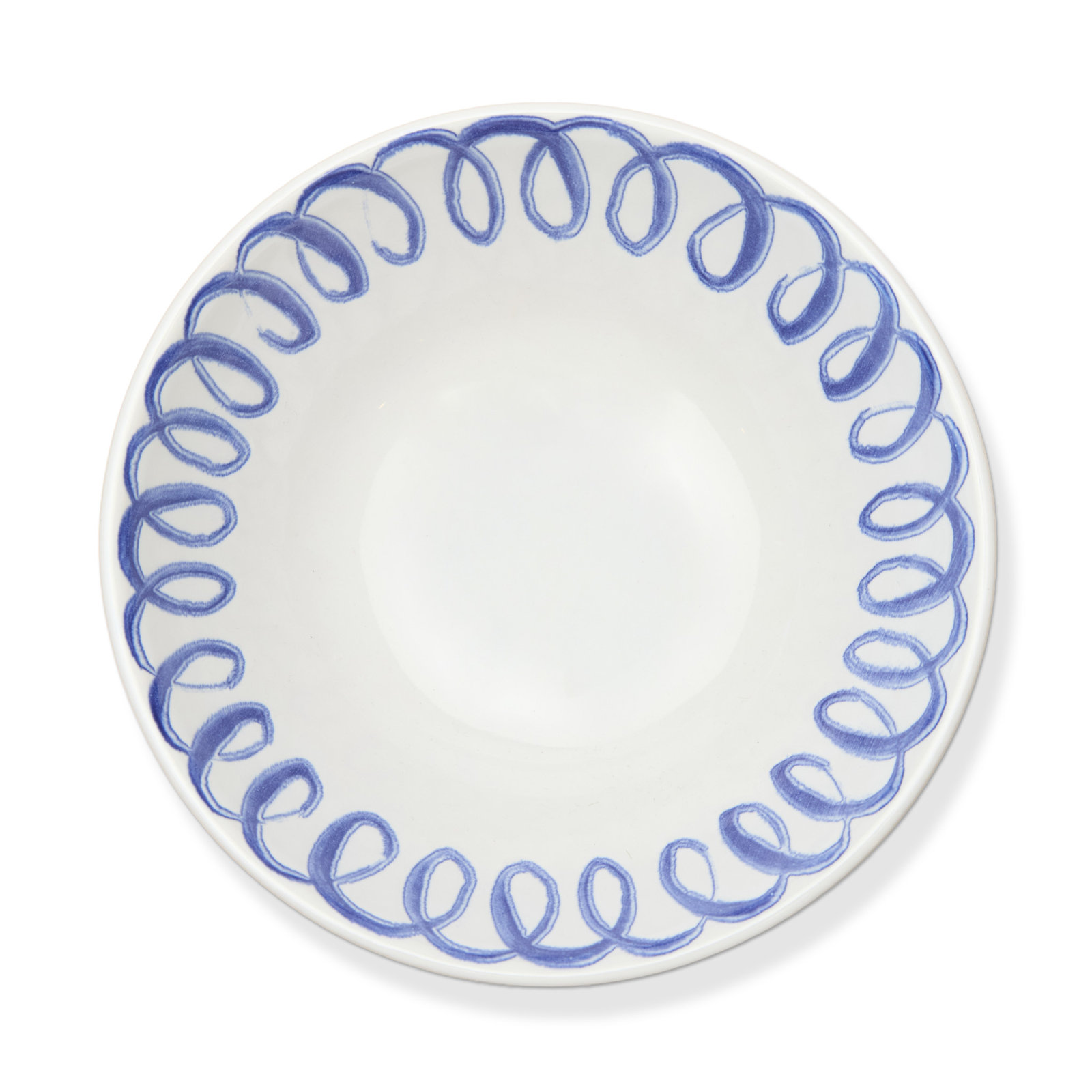 Stoneware Cereal Bowl, White, Blue