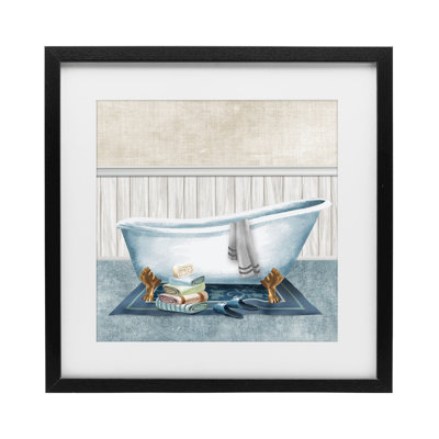 «Cosy Clawfoot Bathaign Spa», reproduction encadrée sous verre, design par Conrad Knutsen