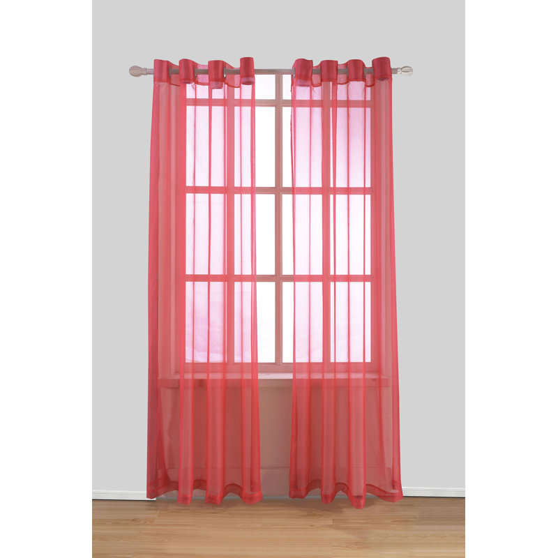 Sheer Curtain Single Panel, Red