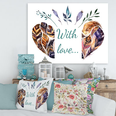 Hearted Shaped Valentine Feathers - reproduction sur toile