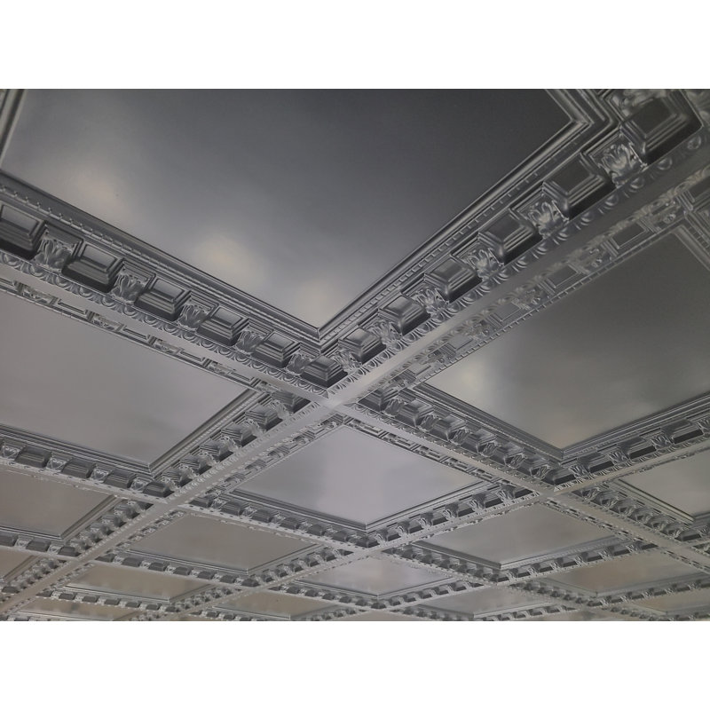 24'' L x 24'' W Coffered PVC Drop-In Ceiling Tile In Black