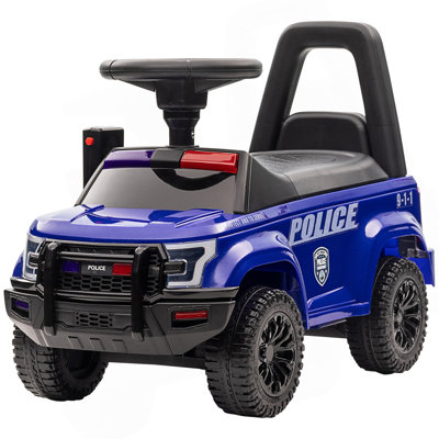 Voiture Aosom Kids Ride On avec système de sonorisation et klaxon, voiture de style camion de police coulissant du pied au sol pour les garçons et les filles avec rangement sous le siège, pour les 18 mois à 5 ans