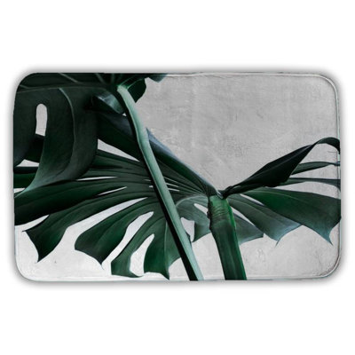 Monstera deliciosa Bath Mat with Non-Slip Backing - Quick Dry Memory Foam Bathroom Rug - Absorbent - Modern Plush Spa-Style - Machine Washable