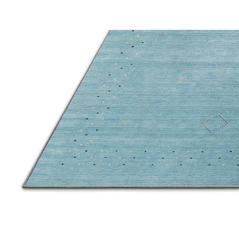 Tapis de zone bleu contemporain, Rectangle 2 pi x 4 pi