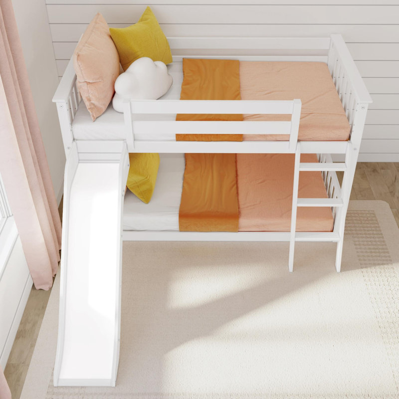 Lit superposé simple en bois massif Kincer, Blanc