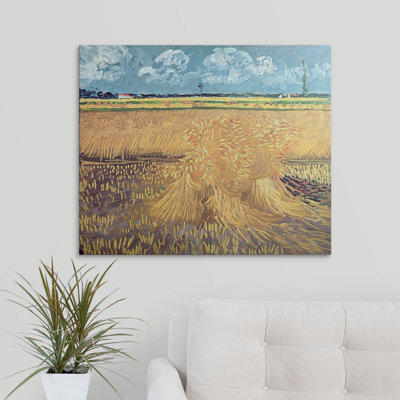 «Wheatfield with Sheaves, 1888» par Vincent Van Gogh - reproduction d'art