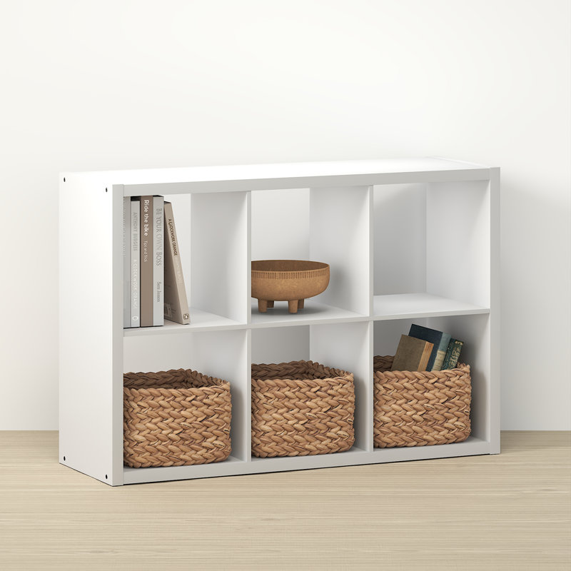 6-Cube Bookcase, Thick Frame,  White, White, (6 Shelves) 43.78" H x 30" W x 14.57" D