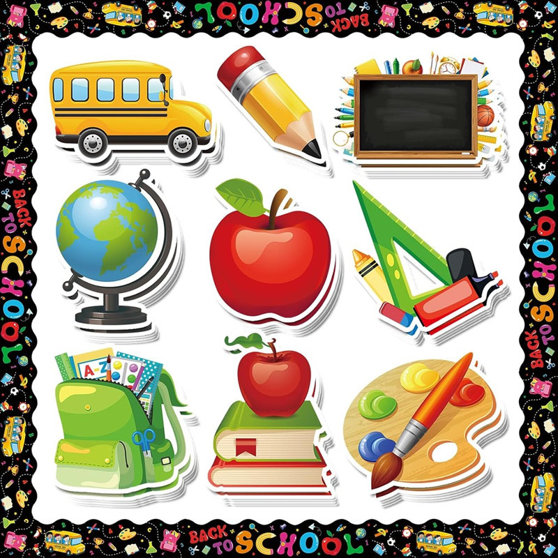 84 pièces, ensemble de décoration de tableau d'affichage - Retour à l'école - Premier jour d'école