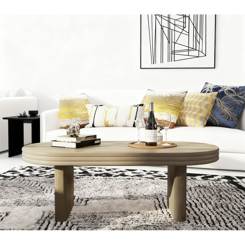 Table basse ovale moderne Mid Century, Naturel